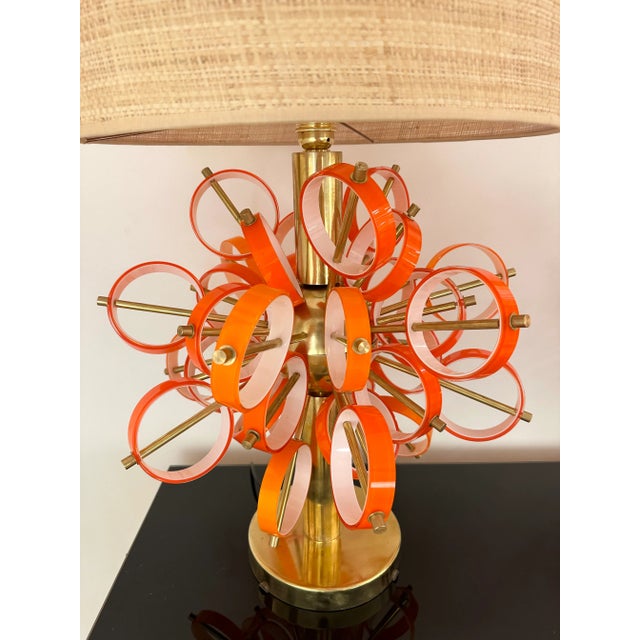 Contemporary Pair of Brass Sputnik Rings Murano Glass Lamps , Italy For Sale - Image 4 of 12