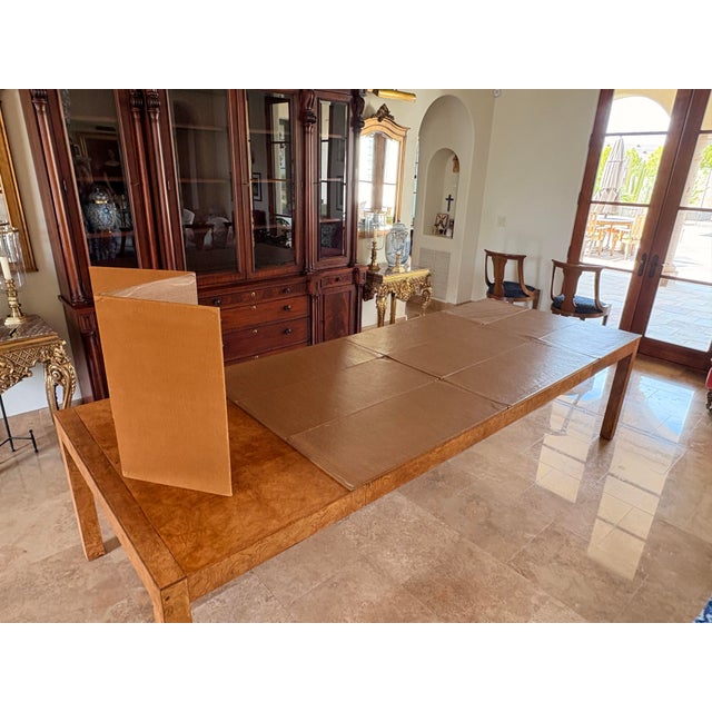 1970s 1970s John Widdicomb Mid-Century Modern Burl Wood Extension Dining Table. Refinished. For Sale - Image 5 of 11
