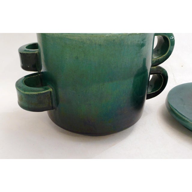 Green Large Mid-Century Earthenware Covered Pot from L. Giraud, 1950s For Sale - Image 8 of 14