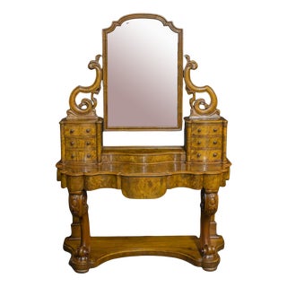Mid Victorian Burr Walnut Dressing Table For Sale