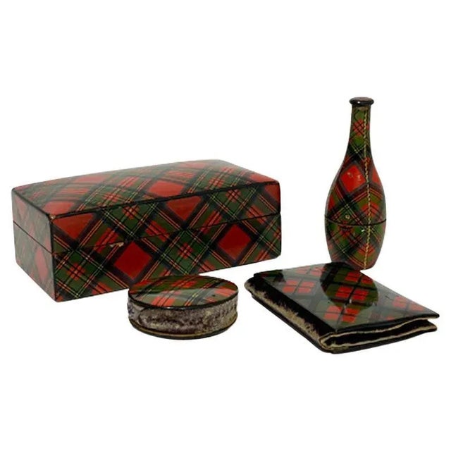 19th Century Scottish Sewing Set of Tartan Ware, Set of 4 For Sale - Image 11 of 11