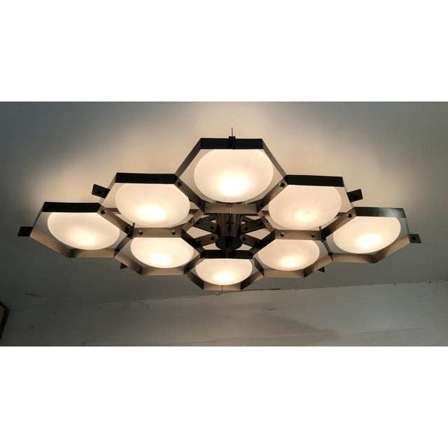 Not Yet Made - Made To Order 21st Century Beehive Satin Black Nickel Matte White Murano Flush Mount by Fabio LTD For Sale - Image 5 of 9