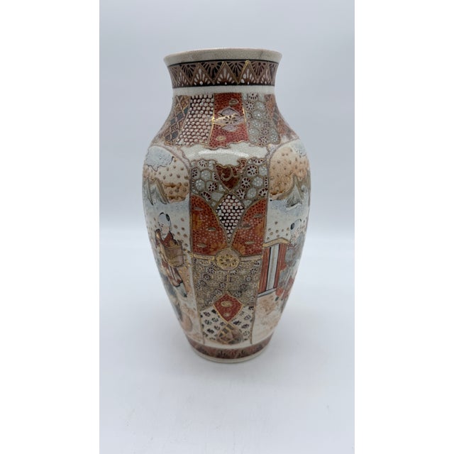 Antique Japanese Satsuma Vase With Figural Panels and Raijin Thunder God, Meiji Period, Circa 1880–1900 For Sale - Image 9 of 15