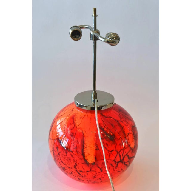 Red Vintage Art Deco WMF Glass and Chrome Sphere Sculptural Table or Side Lamp Red, Black, Orange For Sale - Image 8 of 10