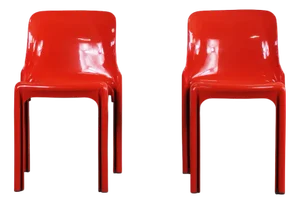 Set of Red Selene Chairs by Vico Magistretti for Artemide, 1970s