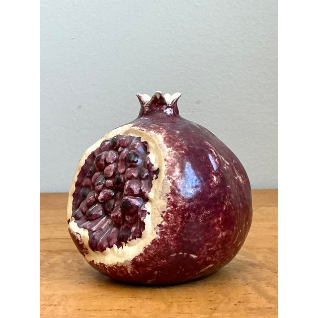 Vintage Glazed Ceramic Pomegranate and Lychee Nut - Set of 2 For Sale - Image 11 of 15