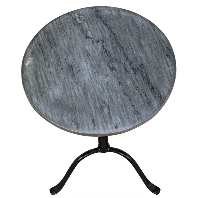 2020s NOIR Cosmopolitan Side Table in Black Metal with Marble For Sale - Image 5 of 7