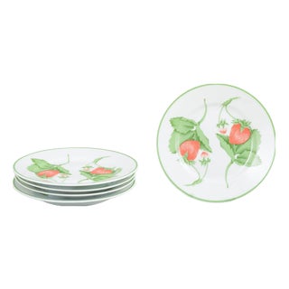 Small Fraise Series Porcelain Plates by Bill Goldsmith for Limoges, 1980s, Set of 5 For Sale