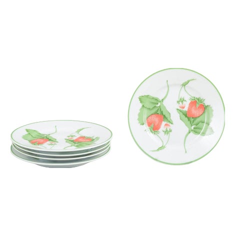 Small Fraise Series Porcelain Plates by Bill Goldsmith for Limoges, 1980s, Set of 5 For Sale