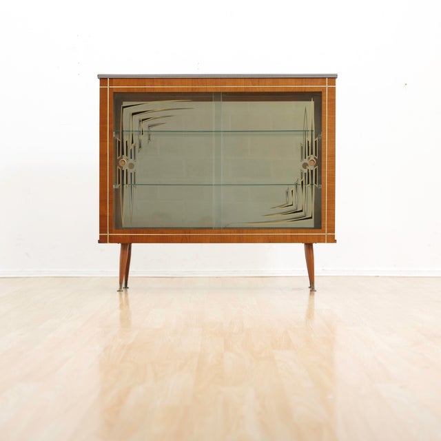 1950s Atomic Glass Curio Display Cabinet For Sale - Image 4 of 8