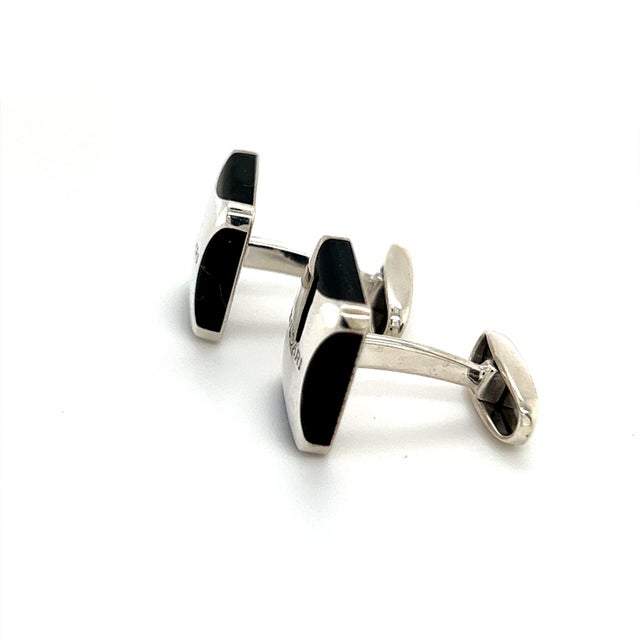 Metal Late 20th Century Bulgari Estate Onyx Cufflinks Sterling Silver 19.24 Grams, A Pair For Sale - Image 7 of 10