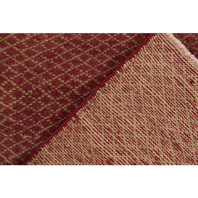 1960s Vintage Distressed Rug in Red & Beige-Green Geometric Pattern For Sale In New York - Image 6 of 7