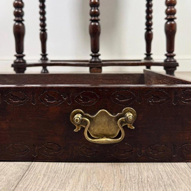 19th Century English Bobbin-Turned Oak Side Table For Sale - Image 11 of 12