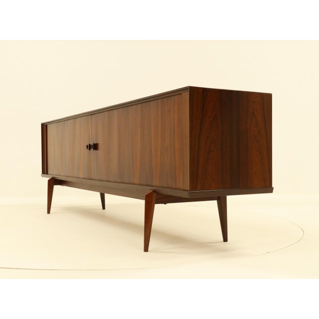 Large Rosewood Sideboard with Tambour Doors by Oswald Vermaercke for V-Form, Belgium, 1960s For Sale - Image 12 of 18