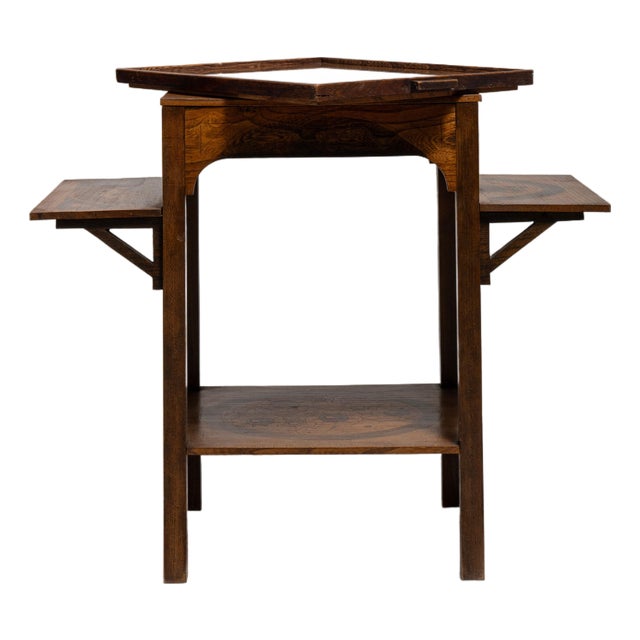 1910s France Art Deco Brown Wood Side Table For Sale