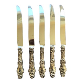 Five Luncheon Knives With Sterling Silver Handles in the Art Nouveau Lily (1902) Pattern by Frank M. Whiting For Sale