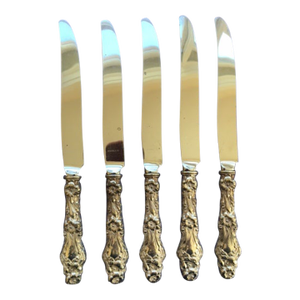 Five Luncheon Knives With Sterling Silver Handles in the Art Nouveau Lily (1902) Pattern by Frank M. Whiting