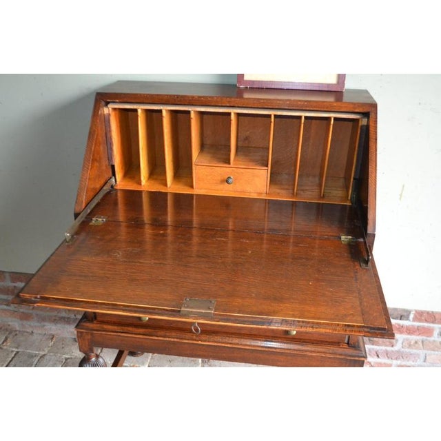 Antique Oak Ladies Secretaire For Sale - Image 6 of 13