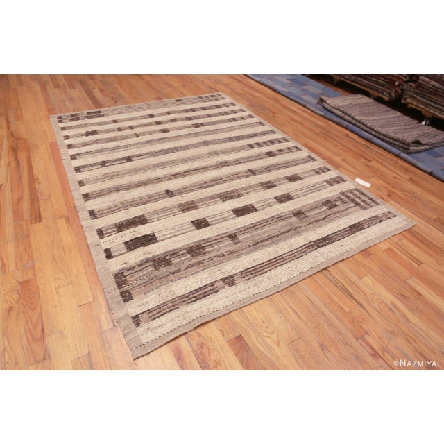 Beautiful Earthy Brown Grey Neutral Modern Contemporary Plush Wool Pile Area Rug, Country of origin: Central Asia, Circa...