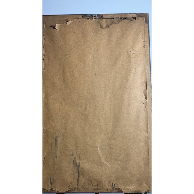 Mid 20th Century Vintage Thai Temple Rubbing of Celestial Musician in Green & Gold For Sale - Image 5 of 12