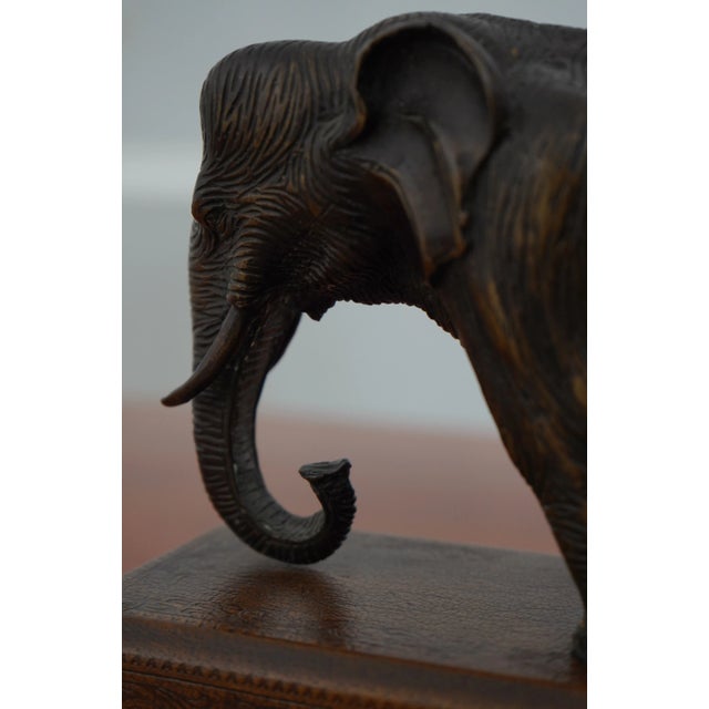 Pair Theodore Alexander Bronze & Leather Elephant Bookends For Sale - Image 10 of 12