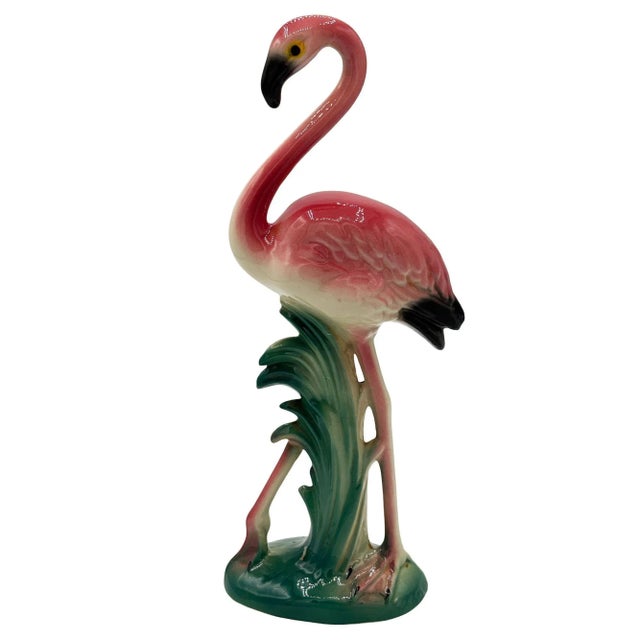 1950s 1950s California Pottery Tropical Ceramic "The Stroller" Pink Flamingo Figurine For Sale - Image 5 of 7