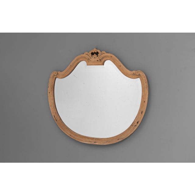 Oak Framed Shield Mirror, 1900 For Sale - Image 6 of 6