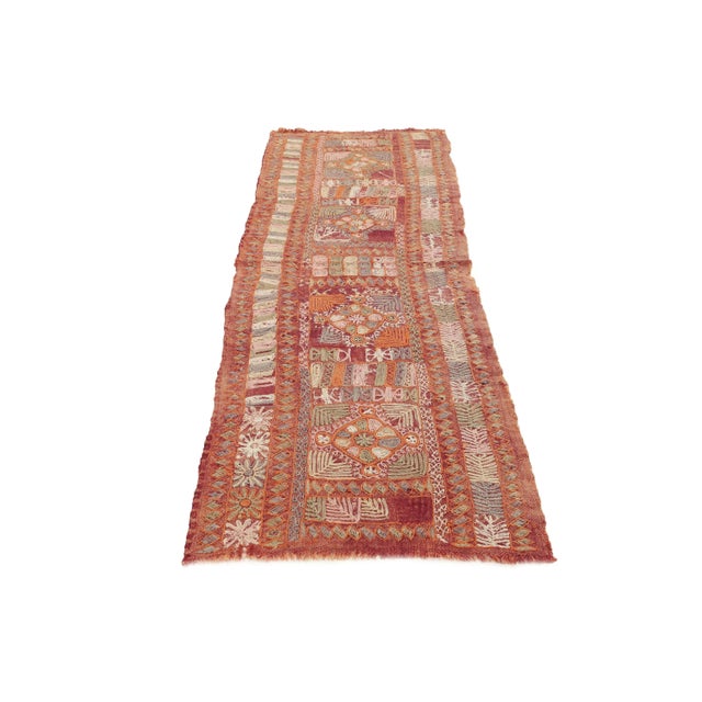 Embroidered handwoven vintage Arabi kilim rug from Iraq.Approximately 50-60 years old. In very good condition.