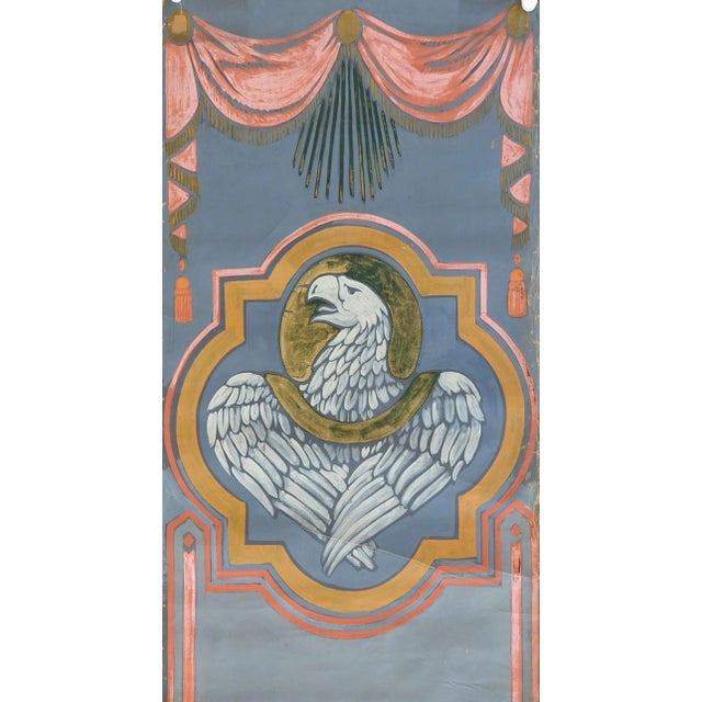 Vintage Distressed St. John Eagle Quadrefoil Painting For Sale