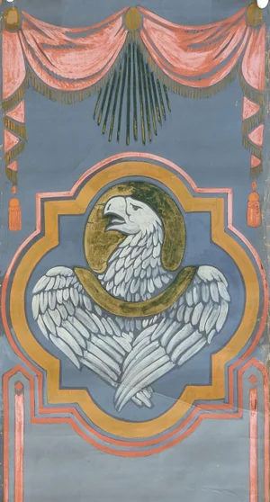 Vintage Distressed St. John Eagle Quadrefoil Painting