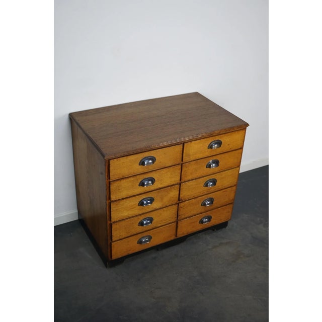 Mid-20th Century German Oak Pine Apothecary Cabinet or Bank of Drawers For Sale - Image 12 of 14