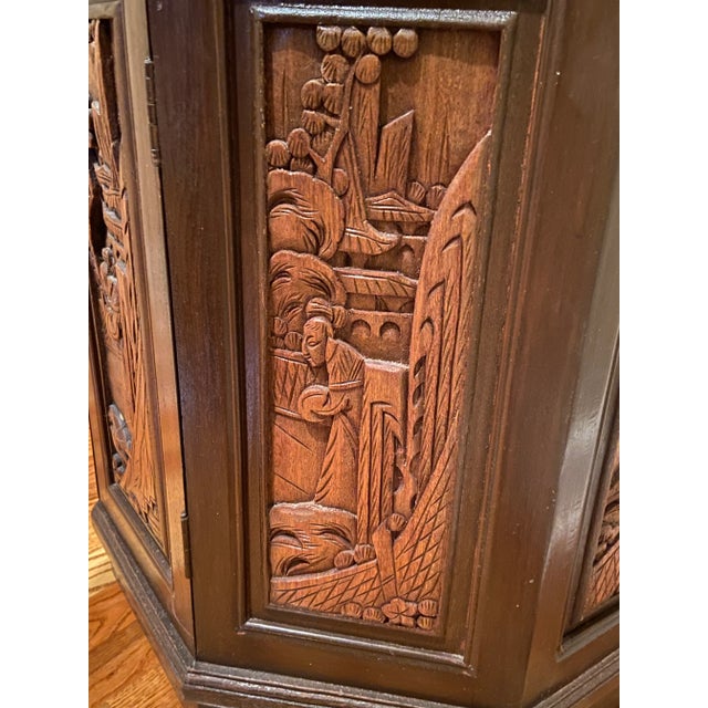 Late 20th Century Vintage Carved Octagonal End Table For Sale - Image 4 of 12