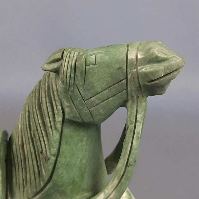 Chinese Jade Horse Sculpture on Wooden Base, 20th Century For Sale - Image 13 of 18