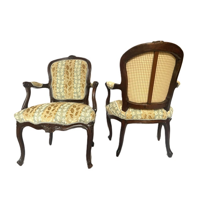 French Pair of Louis XV Period Armchairs For Sale - Image 3 of 4