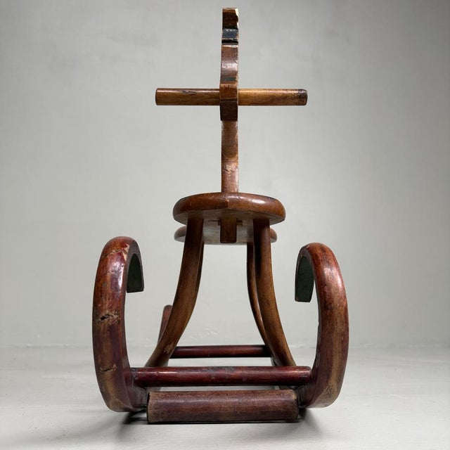 Vintage Japanese Wooden Rocking Horse, 1920s For Sale - Image 10 of 12