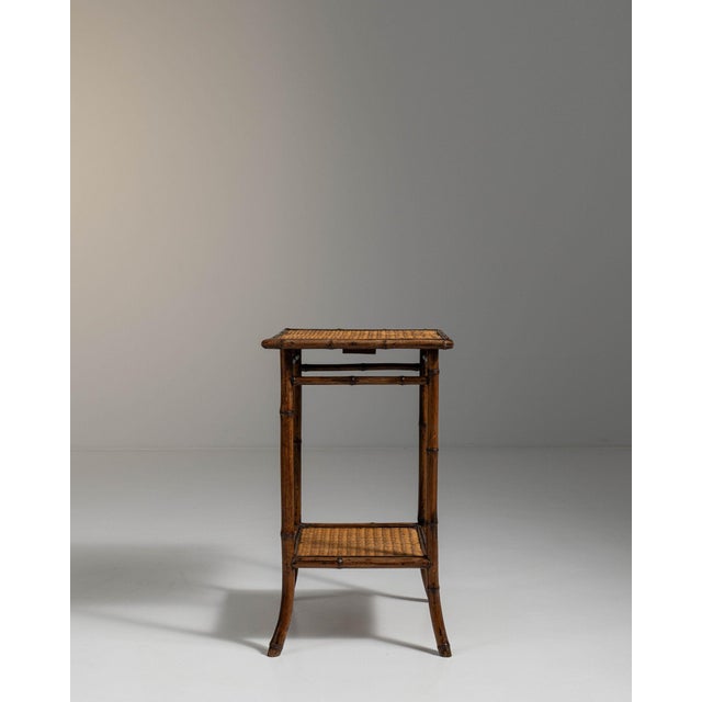 Early 20th Century France Weathered Honey Oak Caned Oak Side Table For Sale - Image 4 of 11