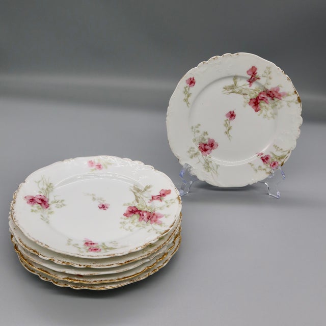 Late 19th Century Antique C. Ahrenfeldt Limoges Dessert Plates, Set of 6 — Late 19th Century French Porcelain For Sale - Image 5 of 11