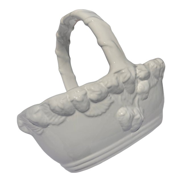 Made in Portugal Vintage Strawberry Motif Ceramic Basket For Sale