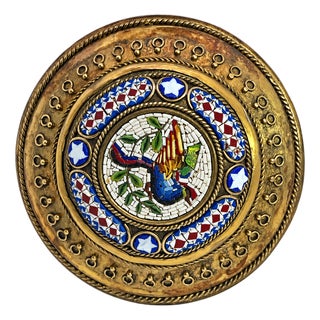 Victorian Micromosaic Brooch, Brass or 9k Gold, Italy, Circa 1890 For Sale
