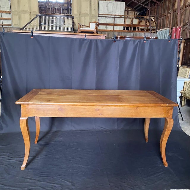 French Provincial Cherry Farmhouse Harvest Dining Table With Bread Board For Sale In Portland, ME - Image 6 of 12