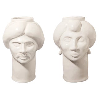 Solimano & Roxelana Figures, Small • White Madonie from Crita Ceramiche, Set of 2 For Sale