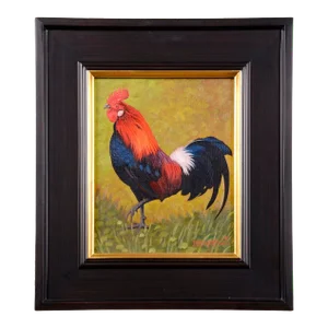 Keith Batcheller "Master of the Hen House #2" Oil Painting on Canvas, Framed