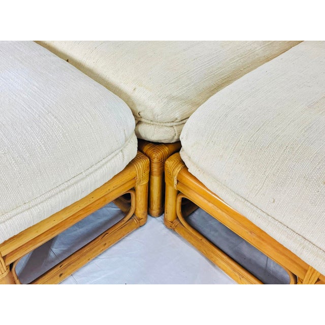 Vintage 6-Piece Bamboo Modular Sofa, Cream Upholstery, 1970s For Sale - Image 16 of 18