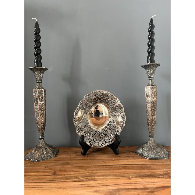 Hollywood Regency 1970s Godinger Repousse Filigree Silver Plated Bowl For Sale - Image 3 of 11