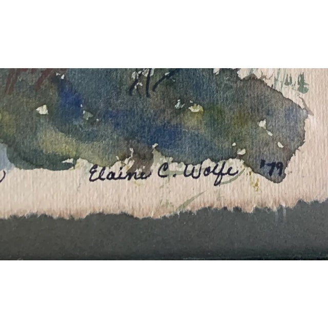 1970s Original Watercolor Painting of Riverside Birch Trees Framed For Sale - Image 4 of 6