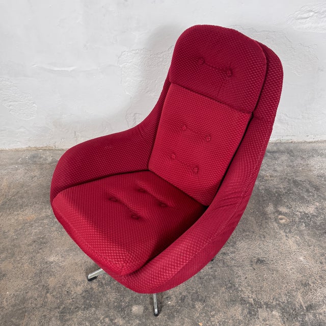 Mid-Century Modern Vintage Burgundy Swivel Chair from Up Závody, 1960s For Sale - Image 3 of 11