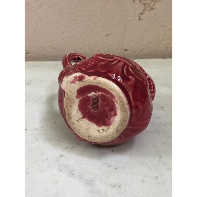 Circa 1920 Small French Red Majolica Creamer Pitcher Onnaing For Sale - Image 4 of 5
