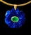 FLORA Pendant Lapis, Emerald and 14k Gold Carved lapis flower (35mm diameter) with a stunning center 10x8mm oval emerald...