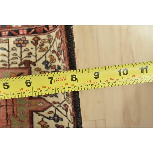 Karajeh Runner 3'6'' X 10'6'' Ivory Wool Tribal Semi-Antique Hand-Knotted Rug For Sale - Image 13 of 15