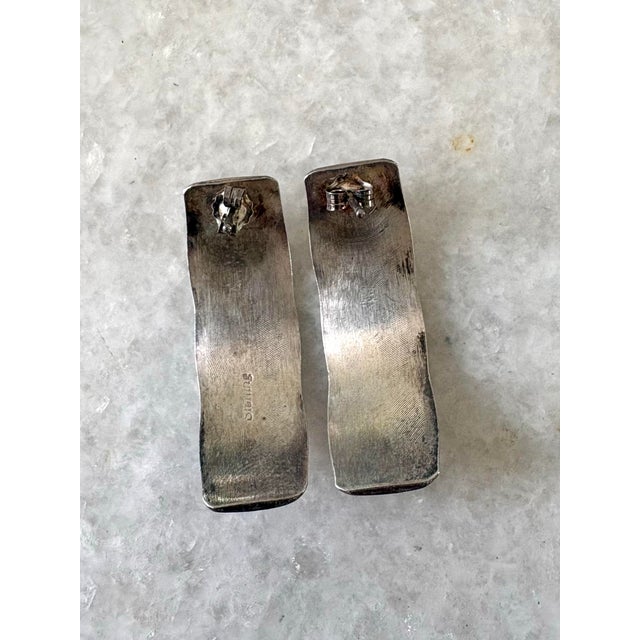 American Vintage Sterling Silver Pierced Earrings, Pair For Sale - Image 3 of 5